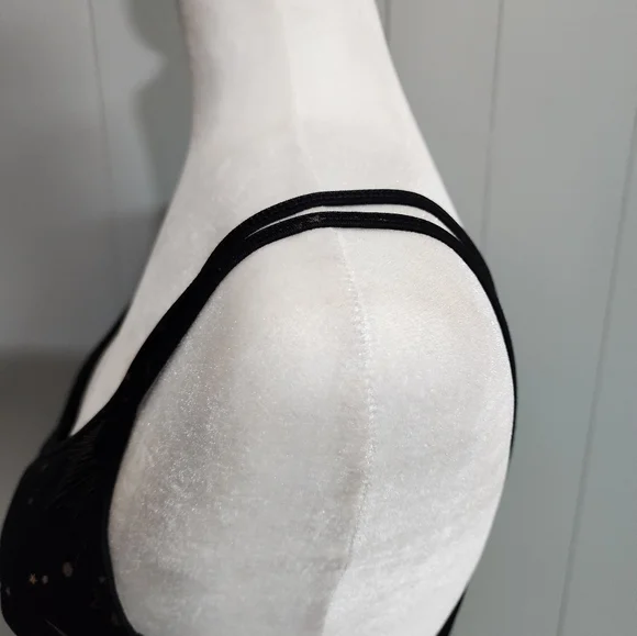 4/25$ Old Navy Active Go Dry Black With Gold Stars Sprts Bra Size L - Picture 5 of 9